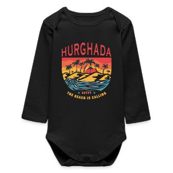 Hurghada Egypt beach design - Baby Organic Long-Sleeved Bodysuit - black - Front