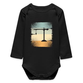 Kran - Baby Organic Langarmbody - Schwarz - Vorne