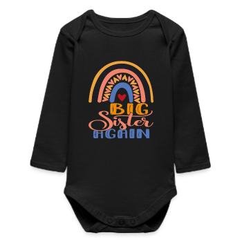 Big sister gift Big Sister Again - Baby Organic Long-Sleeved Bodysuit - black - Front