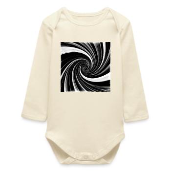Black and white vortex - Baby Organic Long-Sleeved Bodysuit - soft Ecru - Front