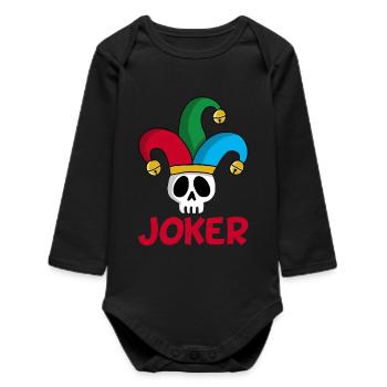 Joker and skull - Baby Organic Long-Sleeved Bodysuit - black - Front
