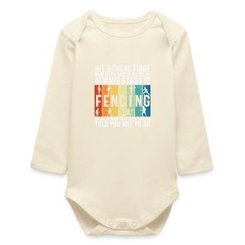 Fencing Sport Pun For Fencers - Baby Organic Long-Sleeved Bodysuit - soft Ecru - Front