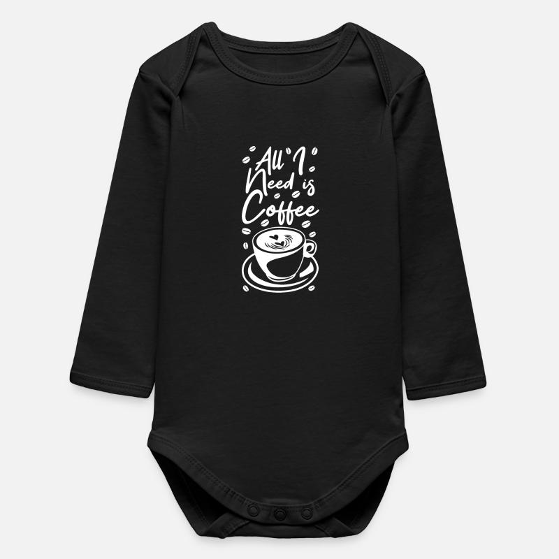 Funny coffee saying - Baby Organic Long-Sleeved Bodysuit - black