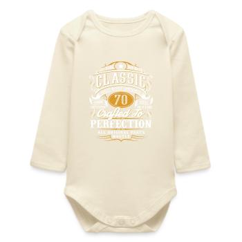 70th birthday - Baby Organic Long-Sleeved Bodysuit - soft Ecru - Front