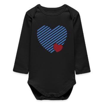 Double Heart - Design textile gift idea - Baby Organic Long-Sleeved Bodysuit - black - Front