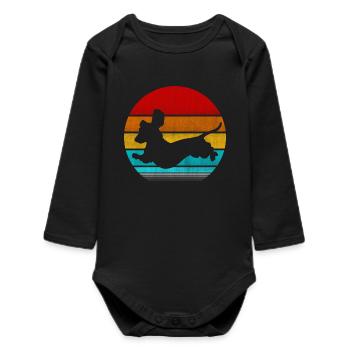 teckel rétro vinatge - Body bébé manches longues biologique - noir - Devant