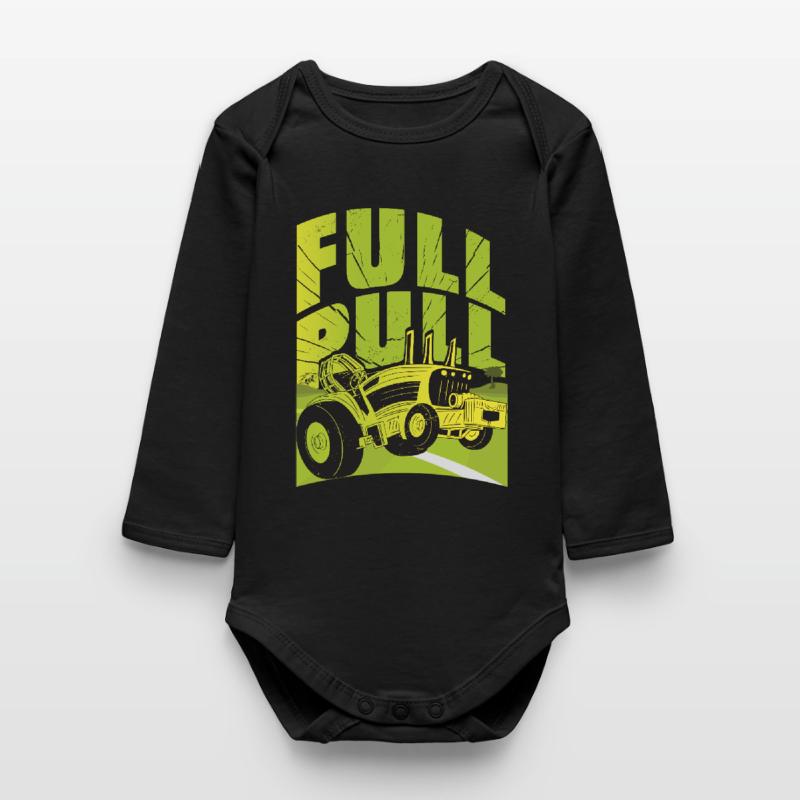 Tractor Pulling Baby Organic Long-Sleeved Bodysuit