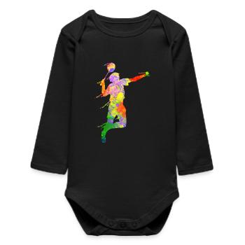 Badminton Fan Squash Coach Club Women - Baby Organic Long-Sleeved Bodysuit - black - Front