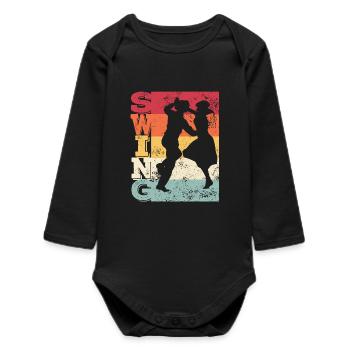 Boogie Woogie Swing Dancing Retro Colors Vintage - Baby Organic Long-Sleeved Bodysuit - black - Front