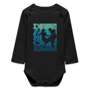 Boogie Woogie Swing Dancing Retro Colors Vintage - Baby Organic Long-Sleeved Bodysuit - black - Front