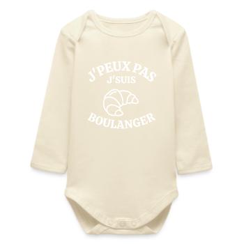 boulanger, je suis boulanger, boulangerie - Body bébé manches longues biologique - écru doux - Devant