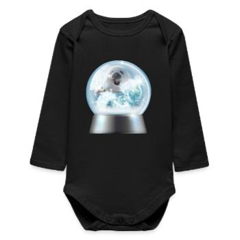 Boule à neige chiot en hiver - Body bébé manches longues biologique - noir - Devant