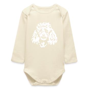 Pudel Kopf "Black Edition" - Baby Organic Langarmbody - Natur - Vorne