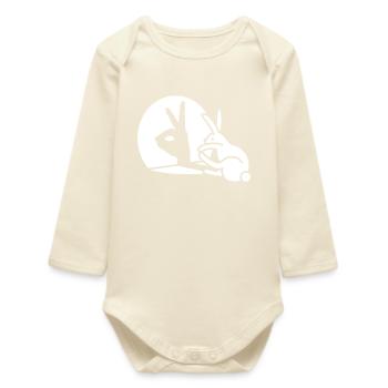 Funny Rabbit Hand Shadow Projection Rabbit - Baby Organic Long-Sleeved Bodysuit - soft Ecru - Front