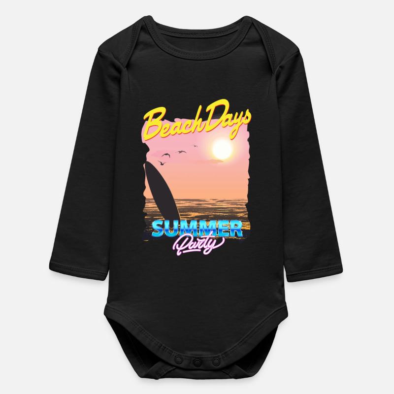 Summer Party - Baby Organic Long-Sleeved Bodysuit - black