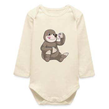 Maulwurf Regenwurm - Baby Organic Langarmbody - Natur - Vorne