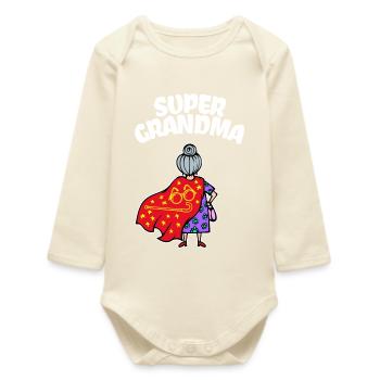 Old Woman Glasses Statement Grandma Magnanimous Senior Citizen - Baby Organic Long-Sleeved Bodysuit - soft Ecru - Front