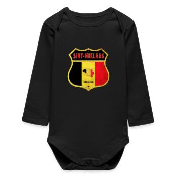 Sint-Niklaas Belgique Armoiries Drapeaux Design - Body bébé manches longues biologique - noir - Devant