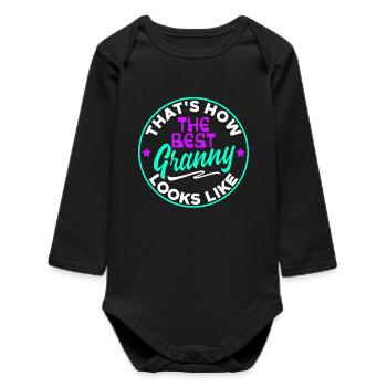 Cool Statement Beste Oma Enkelkind Großmutter - Baby Organic Langarmbody - Schwarz - Vorne