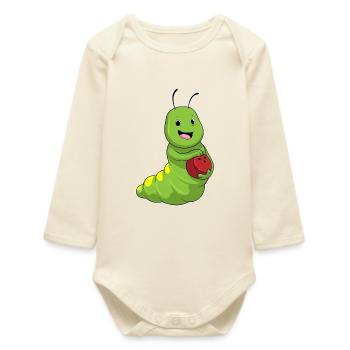 Boule de bowling Chenille - Body bébé manches longues biologique - écru doux - Devant