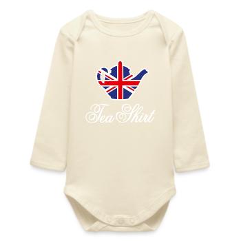 Tea Shirt Union Jack Flag Tea Word Game British - Baby Organic Long-Sleeved Bodysuit - soft Ecru - Front