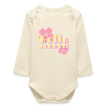 Hello Summer Retro Pastel Flowers - Baby Organic Long-Sleeved Bodysuit - soft Ecru - Front