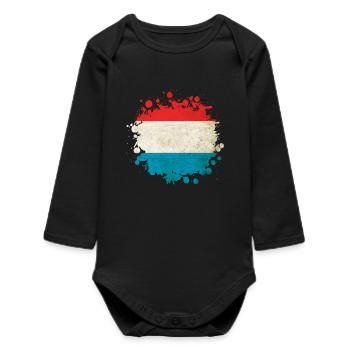 Luxembourg flags blob - Baby Organic Long-Sleeved Bodysuit - black - Front