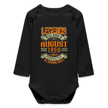 1950 August Birthday Legend - Baby Organic Long-Sleeved Bodysuit - black - Front