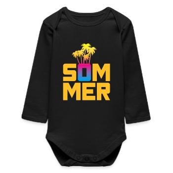 Sommer Palmen Beach Strand farbenfroh Verlauf Fun - Baby Organic Langarmbody - Schwarz - Vorne