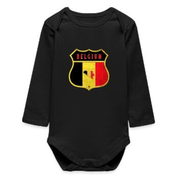 Belgique Armoiries Drapeaux Design - Body bébé manches longues biologique - noir - Devant