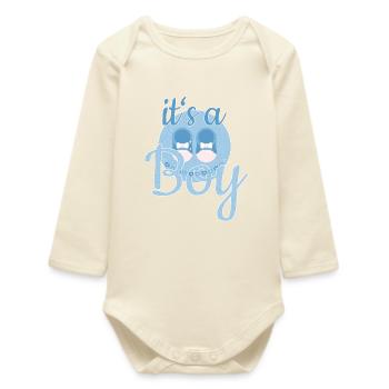 Baby Boy Geschenk - Baby Organic Langarmbody - Natur - Vorne