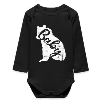 Bébé script chien sur fourrure blanche - Body bébé manches longues biologique - noir - Devant