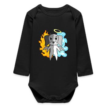 Dog Beagle - Angel and Devil - Baby Organic Long-Sleeved Bodysuit - black - Front