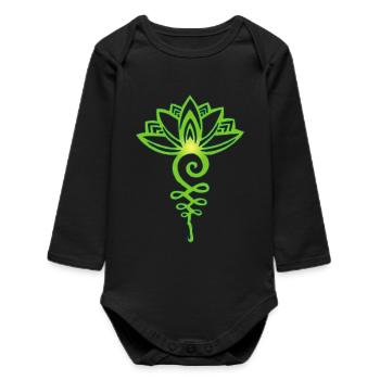 eternal green lotus - Baby Organic Long-Sleeved Bodysuit - black - Front