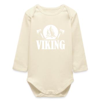 viking Wikinger Symbol Feuer Axt Grafik Logo icon - Baby Organic Langarmbody - Natur - Vorne