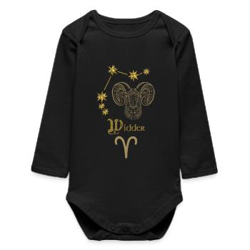 Astrological zodiac sign Aries - Gold - Baby Organic Long-Sleeved Bodysuit - black - Front