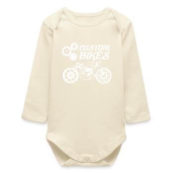 custom bikes motorcycle icon illustration graphic - Baby Organic Long-Sleeved Bodysuit - soft Ecru - Front