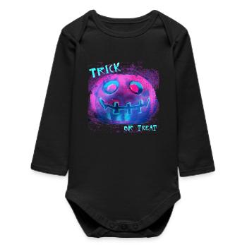 Citrouille néon Trick Or Treat - Body bébé manches longues biologique - noir - Devant