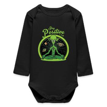 Yoga Alien - Baby Organic Langarmbody - Schwarz - Vorne