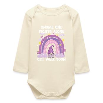 Gnome One Fights Alone Bauchspeicheldrüsenkrebs - Baby Organic Langarmbody - Natur - Vorne