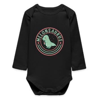 Watermelonsaurus Vegetarian T Rex - Baby Organic Long-Sleeved Bodysuit - black - Front