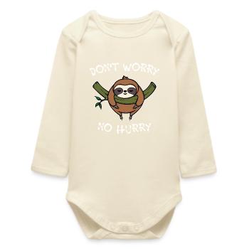 Lazy Animal Sloth Snailpace Statement Zoo - Baby Organic Long-Sleeved Bodysuit - soft Ecru - Front