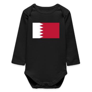 Qatar Flag Flag - Baby Organic Long-Sleeved Bodysuit - black - Front