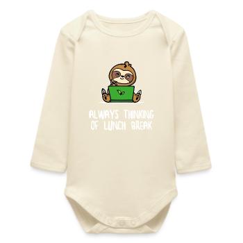 Sloth Lazy Animal Statement Vegetarian Mammal - Baby Organic Long-Sleeved Bodysuit - soft Ecru - Front