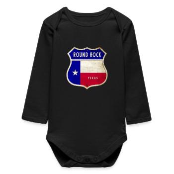 Design du drapeau du Texas Round Rock - Body bébé manches longues biologique - noir - Devant
