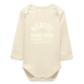Bientôt Grand Frère - Body bébé manches longues biologique - écru doux - Devant