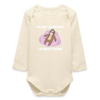 Jungle Sleeping Sloth Statement Chilling Animal - Baby Organic Long-Sleeved Bodysuit - soft Ecru - Front