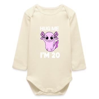 20 birthday - 20 years - hug - Baby Organic Long-Sleeved Bodysuit - soft Ecru - Front