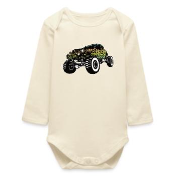 Dégradé de crâne de Monster Truck - Body bébé manches longues biologique - écru doux - Devant