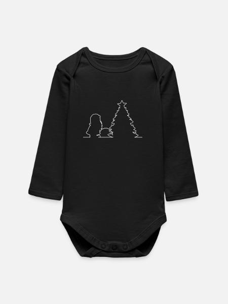 Père Noël fait sur l’arbre de Noël, Noël - Body bébé manches longues biologique - noir